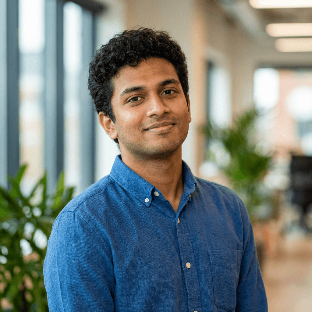 Male community manager in his early 30s in a modern co-working space