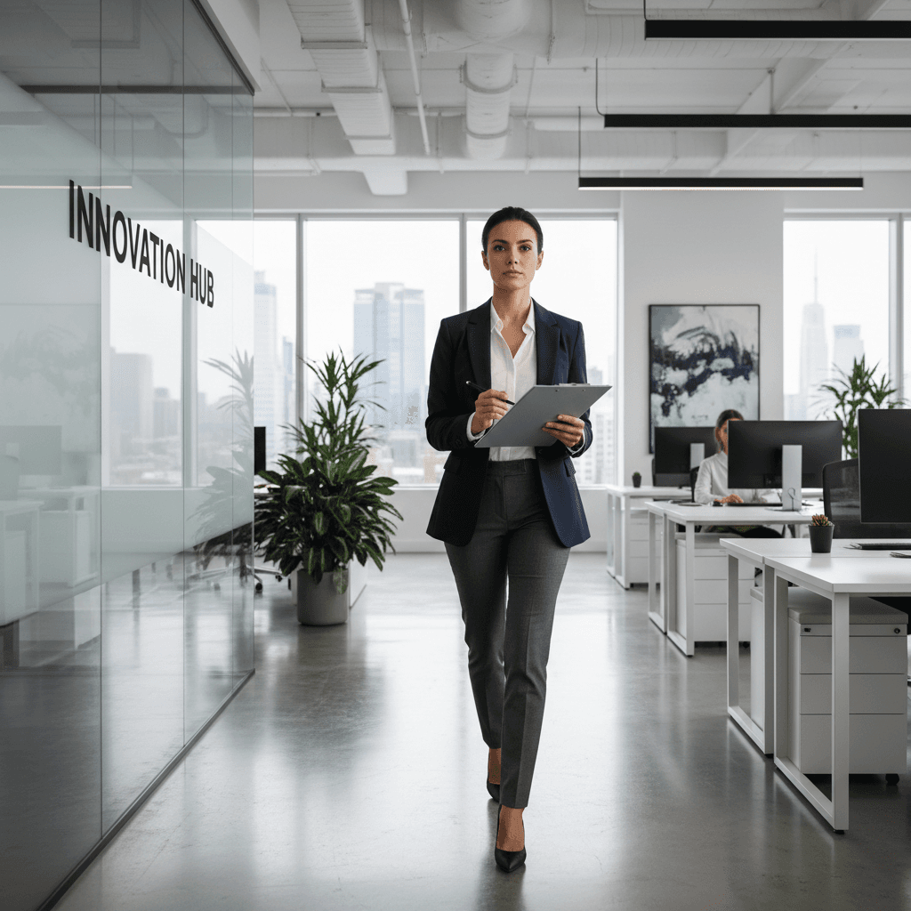 Business owner doing a walkthrough inspection in a commercial space