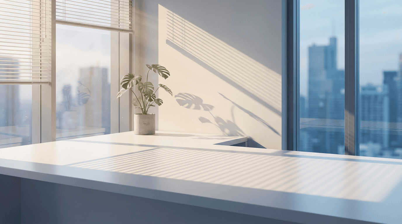 Clean and empty office conference room with natural light